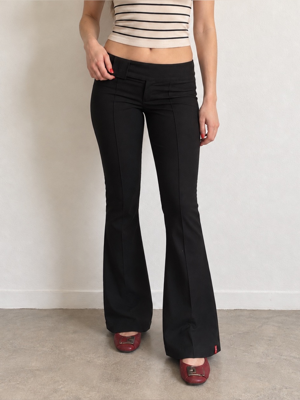 Chic Office Siren EDC by Esprit Low Rise Black Flare Dress Trousers Women's 5
